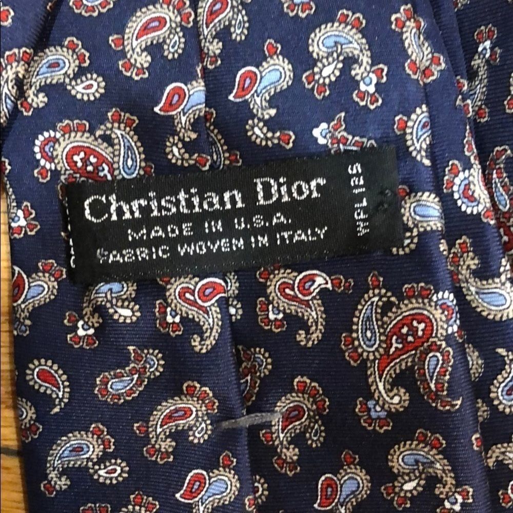 Christian Dior Navy Blue Silk Paisley Tie - Picture 3 of 6